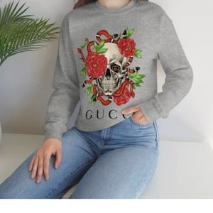 Skull,floral,snake grafic grey sweatshirt